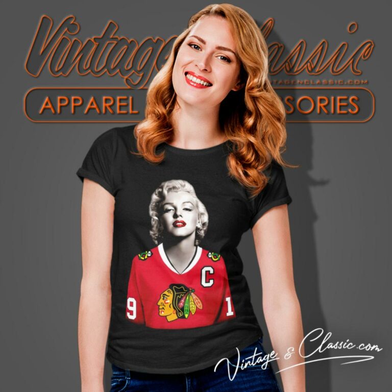 Marilyn Monroe Chicago Blackhawks Toews Women T Shirt Marilyn Monroe Chicago Blackhawks Toews Women T Shirt