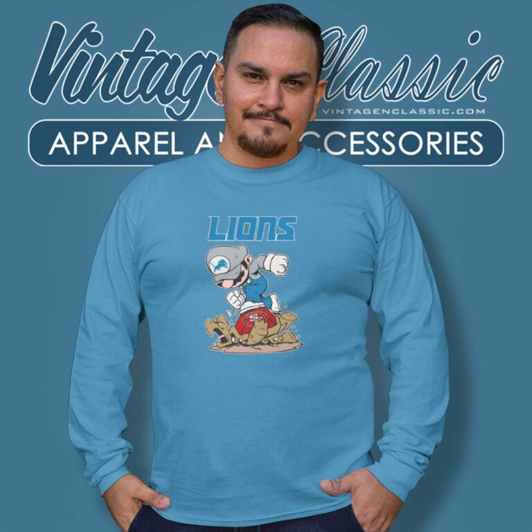Mario Lions Stomps On San Francisco 49ers Long Sleeve Tee Mario Lions Stomps On San Francisco 49ers Long Sleeve Tee