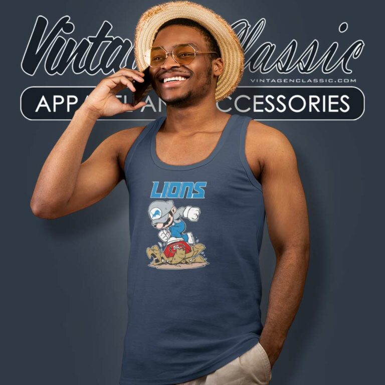 Mario Lions Stomps On San Francisco 49ers Tank Top Racerback Mario Lions Stomps On San Francisco 49ers Tank Top Racerback