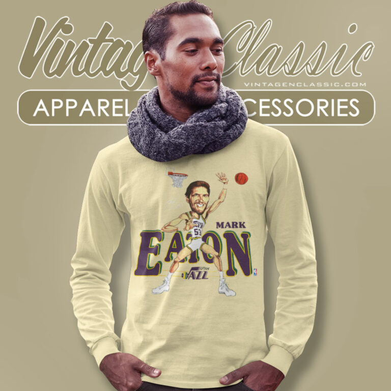 Mark Eaton Utah Jazz Caricature Long Sleeve Tee Mark Eaton Utah Jazz Caricature Long Sleeve Tee