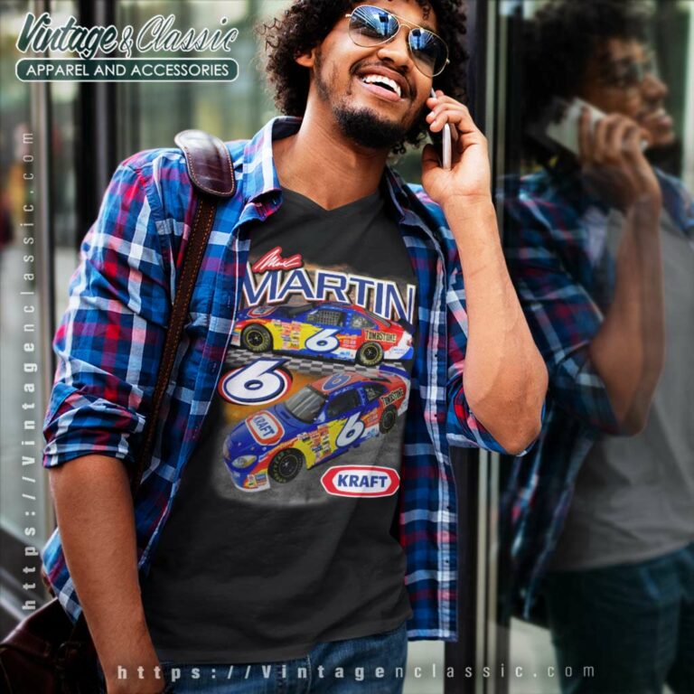 Mark Martin Kraft 6 Vintage Nascar V Neck TShirt Mark Martin Kraft 6 Vintage Nascar V Neck TShirt