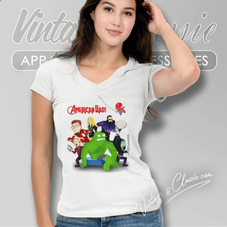 Marvel American Dad V Neck TShirt Marvel American Dad V Neck TShirt