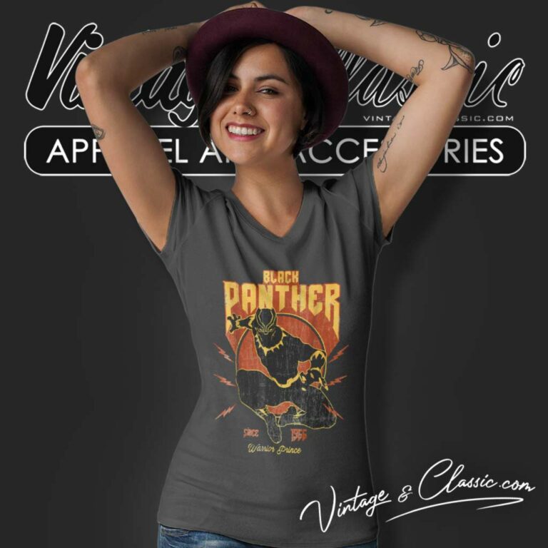Marvel Black Panther Action Since 1966 V Neck TShirt Marvel Black Panther Action Since 1966 V Neck TShirt