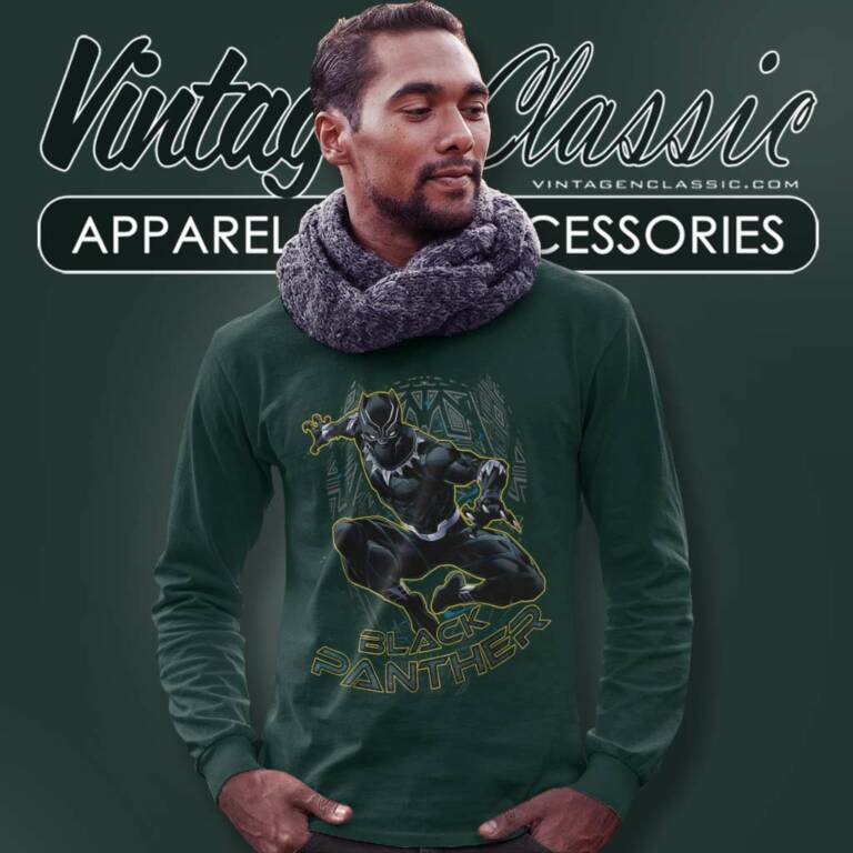 Marvel Black Panther Gold Trimmed Long Sleeve Tee Marvel Black Panther Gold Trimmed Long Sleeve Tee