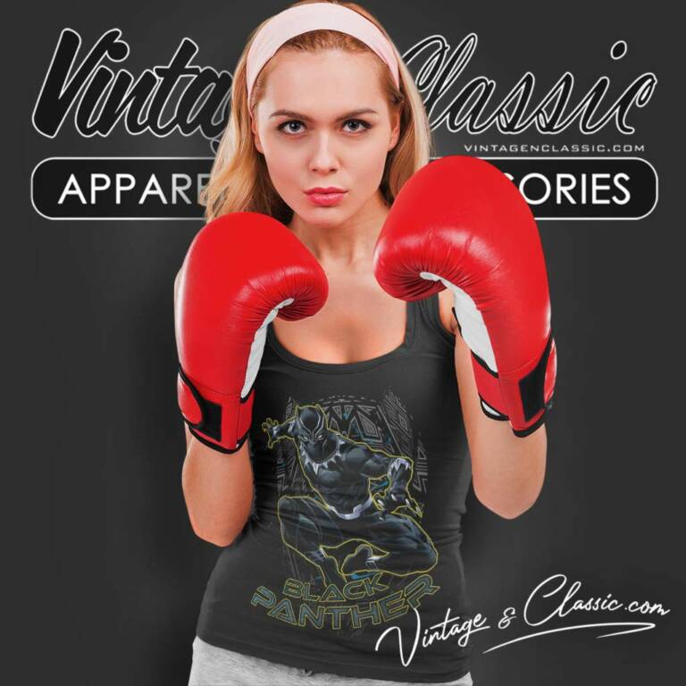 Marvel Black Panther Gold Trimmed Tank Top Racerback Marvel Black Panther Gold Trimmed Tank Top Racerback