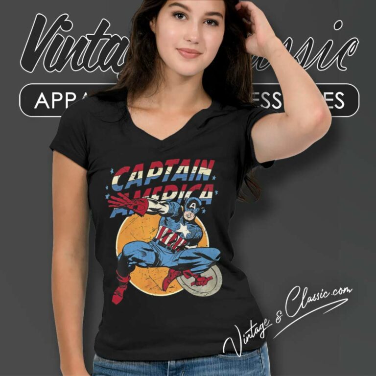 Marvel Captain America Comic V Neck TShirt Marvel Captain America Comic V Neck TShirt