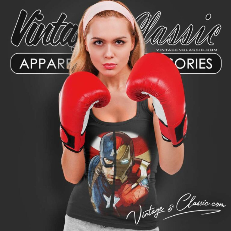 Marvel Captain America Iron Man Face Tank Top Racerback Marvel Captain America Iron Man Face Tank Top Racerback