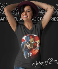 Marvel Captain America Iron Man Face V Neck TShirt