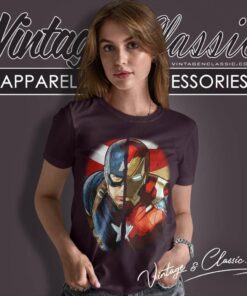 Marvel Captain America Iron Man Face Women TShirt