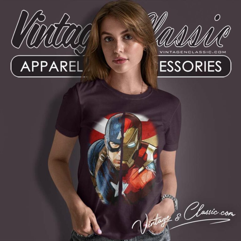 Marvel Captain America Iron Man Face Women TShirt Marvel Captain America Iron Man Face Women TShirt