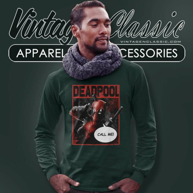 Marvel Deadpool Call Me Long Sleeve Tee Marvel Deadpool Call Me Long Sleeve Tee