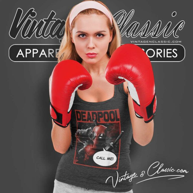 Marvel Deadpool Call Me Tank Top Racerback Marvel Deadpool Call Me Tank Top Racerback