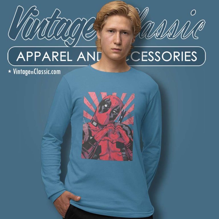 Marvel Deadpool Heart Shirt Long Sleeve Tee Marvel Deadpool Heart Shirt Long Sleeve Tee