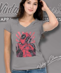 Marvel Deadpool Heart Shirt V Neck TShirt