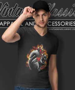 Marvel Deadpool Squirrel Wrangler V Neck TShirt
