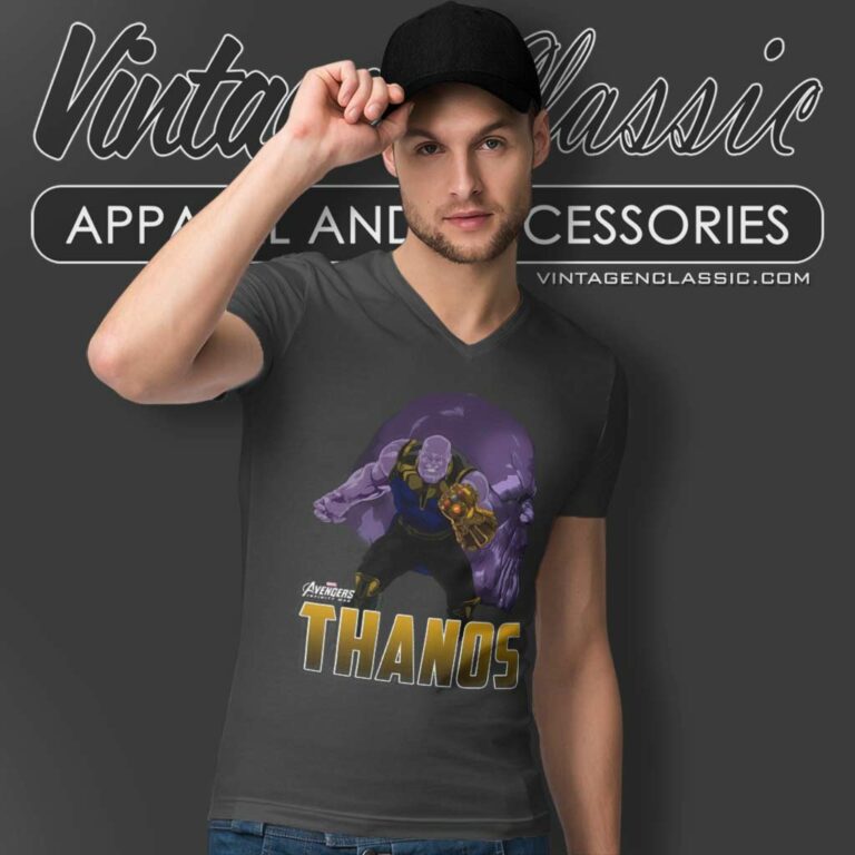 Marvel Featuring Thanos Graphic V Neck TShirt Marvel Featuring Thanos Graphic V Neck TShirt