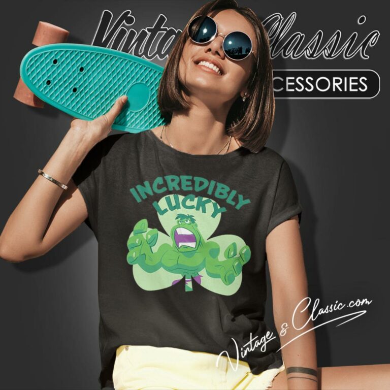 Marvel Hulk Incredibly Lucky Shamrock St Patricks Day Women T Shirt Marvel Hulk Incredibly Lucky Shamrock St Patricks Day Women T Shirt