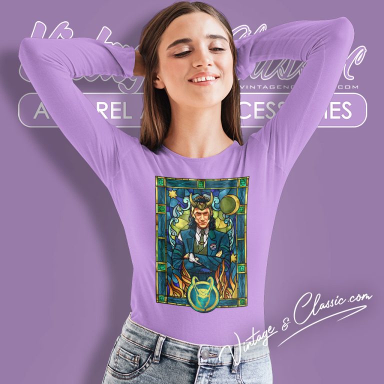 Marvel Loki Stained Glass Portrait Long Sleeve Tee Marvel Loki Stained Glass Portrait Long Sleeve Tee