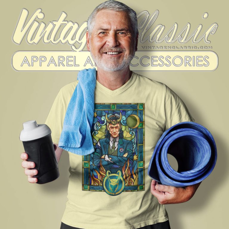 Marvel Loki Stained Glass Portrait V Neck TShirt Marvel Loki Stained Glass Portrait V Neck TShirt