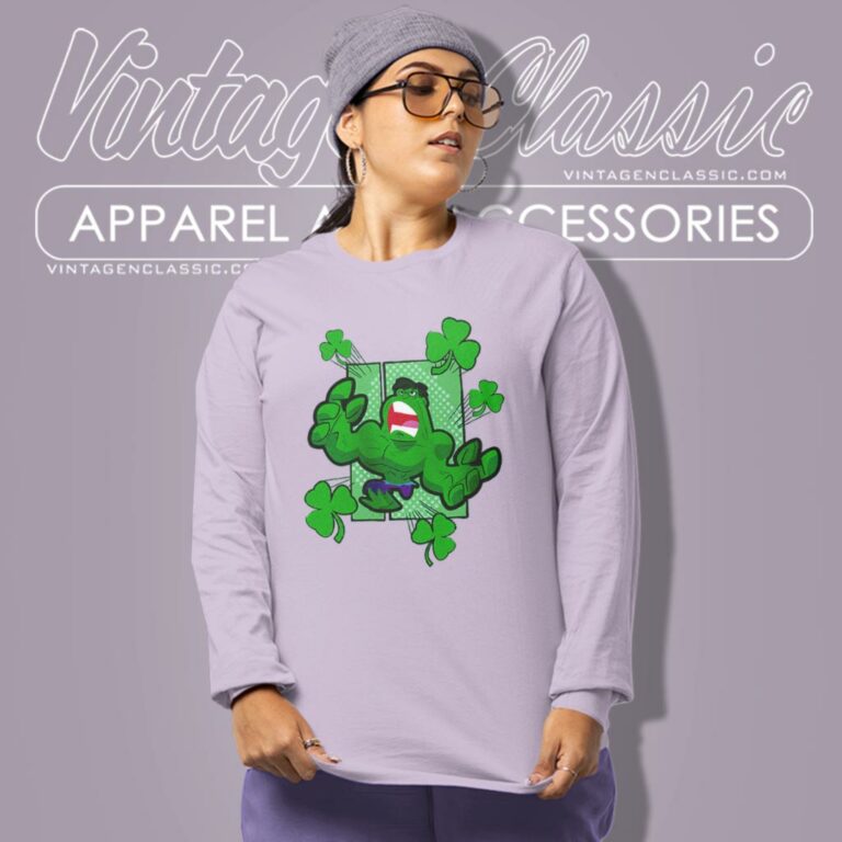 Marvel Mad Clover Hulk Happy St Paddys Day Long Sleeve Tee Marvel Mad Clover Hulk Happy St Paddys Day Long Sleeve Tee