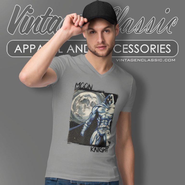 Marvel Marc Spector Moon Knight Hero Graphic V Neck TShirt Marvel Marc Spector Moon Knight Hero Graphic V Neck TShirt
