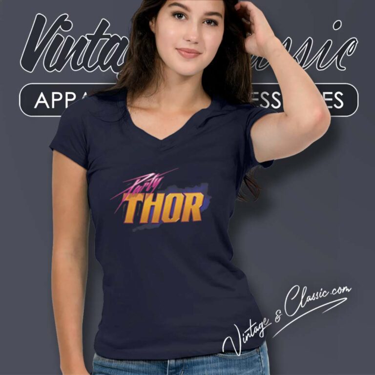 Marvel Party Thor Logo V Neck TShirt Marvel Party Thor Logo V Neck TShirt
