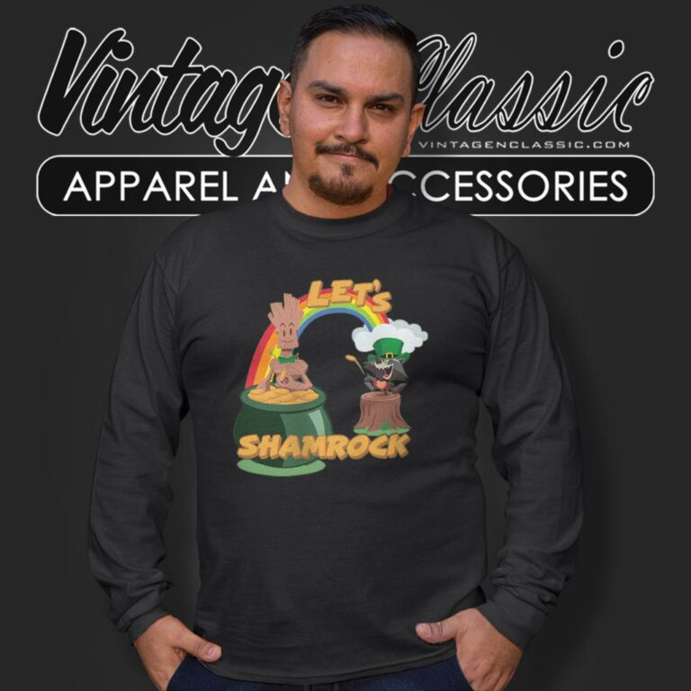 Marvel Rocket And Groot St Patricks Day Lets Shamrock Long Sleeve Tee Marvel Rocket And Groot St Patricks Day Lets Shamrock Long Sleeve Tee