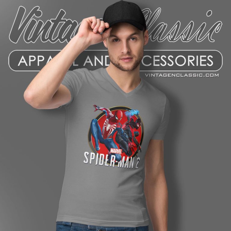 Marvel Spider Man 2 Poster V Neck TShirt Marvel Spider Man 2 Poster V Neck TShirt