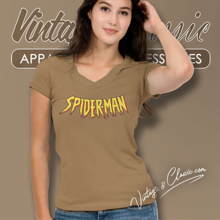 Marvel Spider man Logo V Neck TShirt Marvel Spider man Logo V Neck TShirt