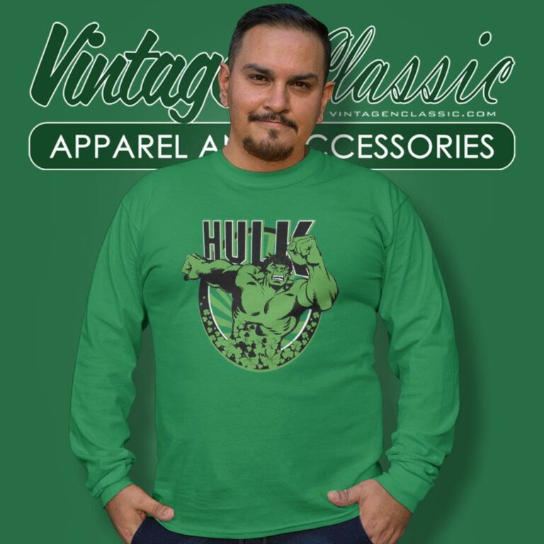 Marvel St Patricks Day Hulk Running Shamrock Long Sleeve Tee Marvel St Patricks Day Hulk Running Shamrock Long Sleeve Tee