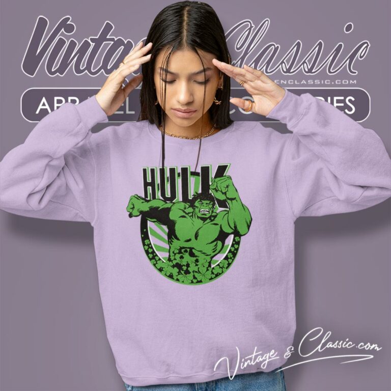 Marvel St Patricks Day Hulk Running Shamrock Sweatshirt Marvel St Patricks Day Hulk Running Shamrock Sweatshirt