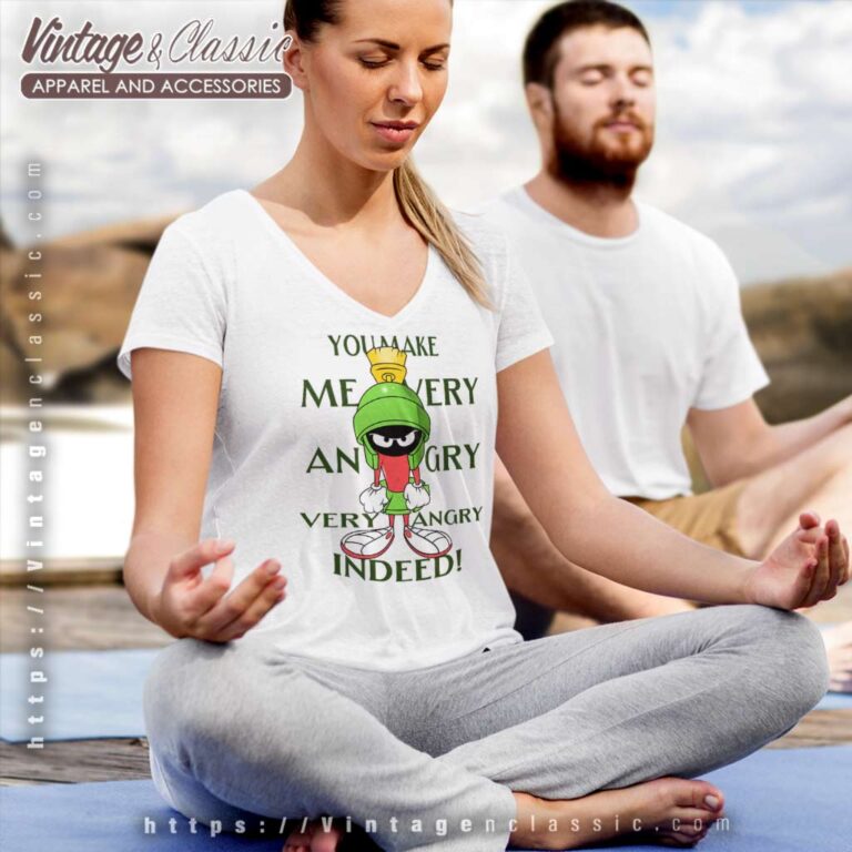 Marvin The Martian Angry Looney Tunes V Neck TShirt Marvin The Martian Angry Looney Tunes V Neck TShirt