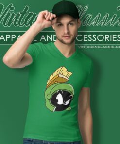 Marvin The Martian Face Looney Tunes V Neck TShirt