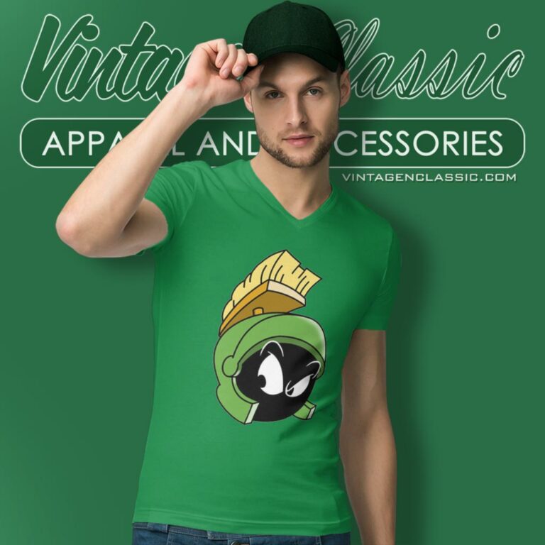 Marvin The Martian Face Looney Tunes V Neck TShirt Marvin The Martian Face Looney Tunes V Neck TShirt