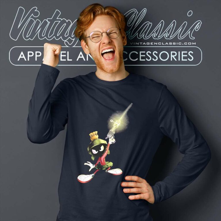 Marvin The Martian Shirt Aiming Laser Gun Long Sleeve Tee Marvin The Martian Shirt Aiming Laser Gun Long Sleeve Tee
