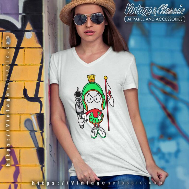 Marvin The Martian Shirt Ready With Laser Gun V Neck TShirt Marvin The Martian Shirt Ready With Laser Gun V Neck TShirt