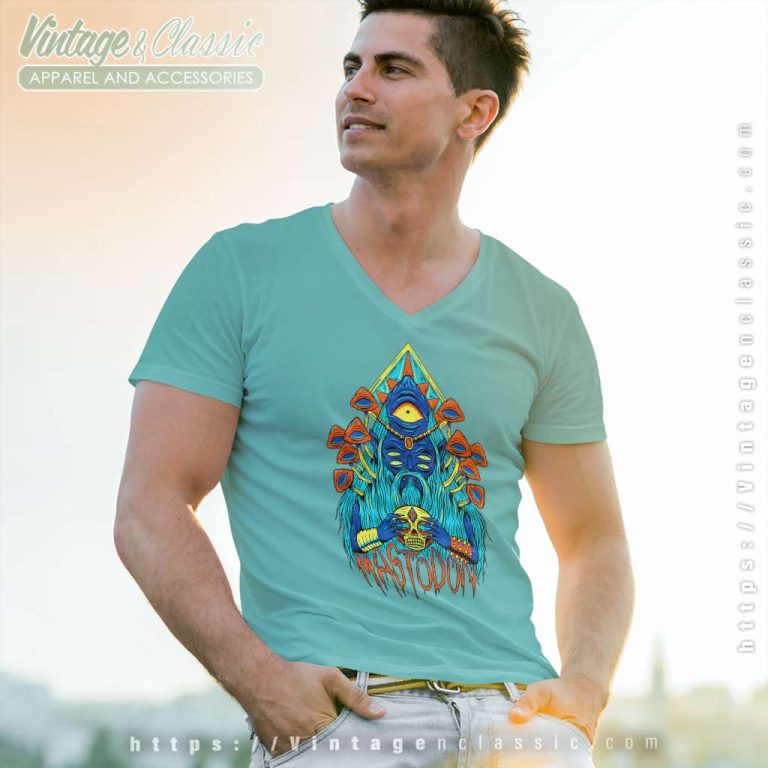 Mastodon Mushroom Wizard V Neck TShirt Mastodon Mushroom Wizard V Neck TShirt