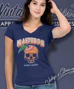 Mastodon Peach Skull V Neck TShirt