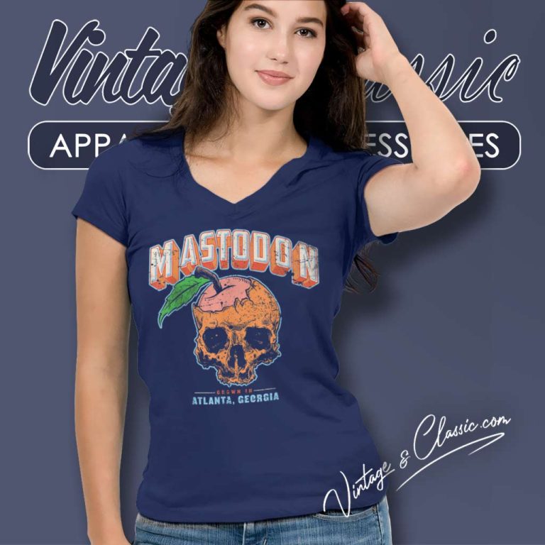 Mastodon Peach Skull V Neck TShirt Mastodon Peach Skull V Neck TShirt