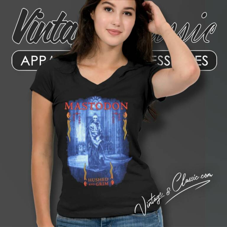 Mastodon Shirt Hushed Grim Reaper V Neck TShirt Mastodon Shirt Hushed Grim Reaper V Neck TShirt