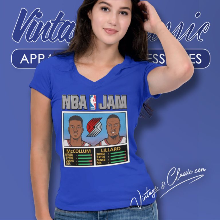 Mccollum Lillard Portland Trail Blazers Nba Jam V Neck TShirt Mccollum Lillard Portland Trail Blazers Nba Jam V Neck TShirt