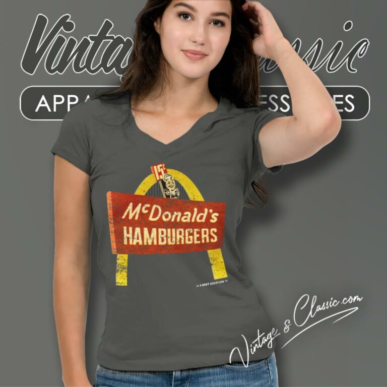 Mcdonalds Hamburgers V Neck TShirt Mcdonalds Hamburgers V Neck TShirt