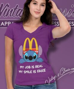 Mcdonalds My Job Is Real My Smile Is Fake Shirt 5 Mcdonalds My Job Is Real My Smile Is Fake V Neck TShirt