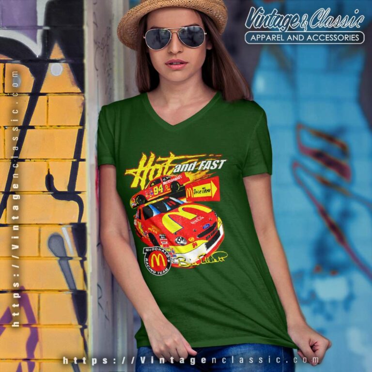 Mcdonalds Nascar Bill Elliott Vintage V Neck TShirt 1 Mcdonalds Nascar Bill Elliott Vintage V Neck TShirt 1