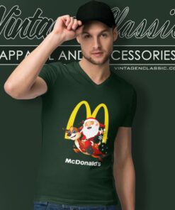 Mcdonalds Santa Claus Christmas V Neck TShirt