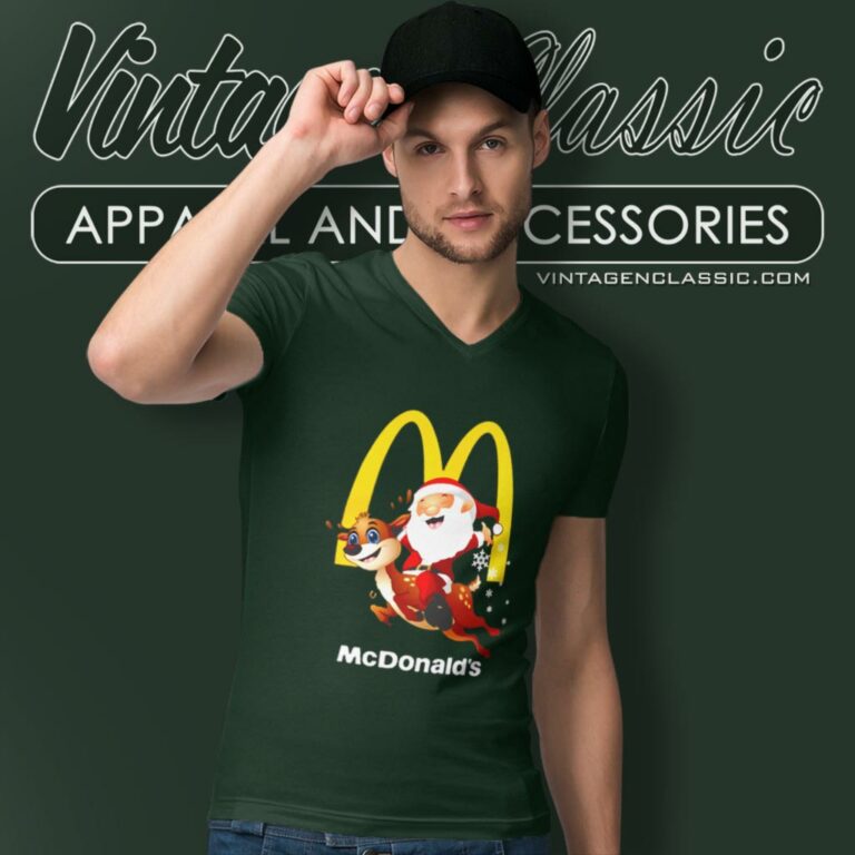 Mcdonalds Santa Claus Christmas V Neck TShirt Mcdonalds Santa Claus Christmas V Neck TShirt