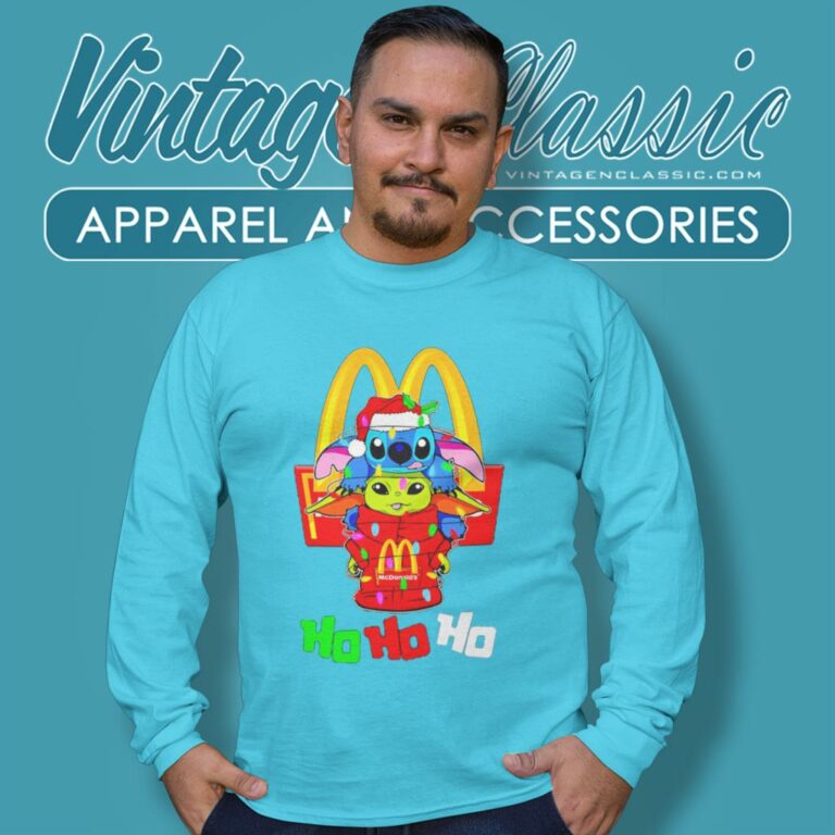 Mcdonalds Shirt Baby Yoda And Stitch Christmas Long Sleeve Tee Mcdonalds Shirt Baby Yoda And Stitch Christmas Long Sleeve Tee