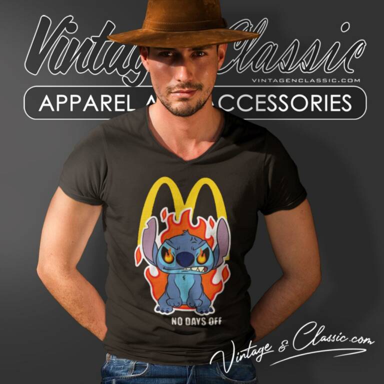 Mcdonalds Stitch No Days Off V Neck TShirt Mcdonalds Stitch No Days Off V Neck TShirt