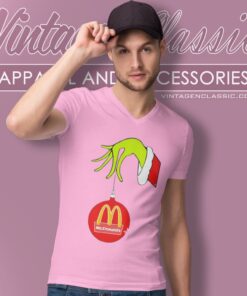 Mcdonalds The Grinch Holding Ornament V Neck TShirt