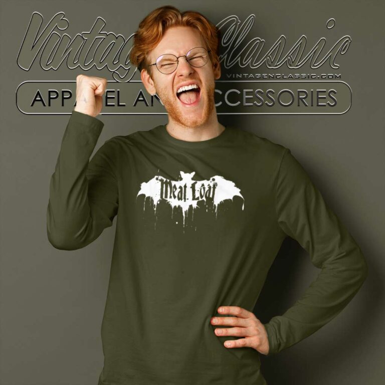 Meat Loaf Bloody Bat Logo Long Sleeve Tee Meat Loaf Bloody Bat Logo Long Sleeve Tee